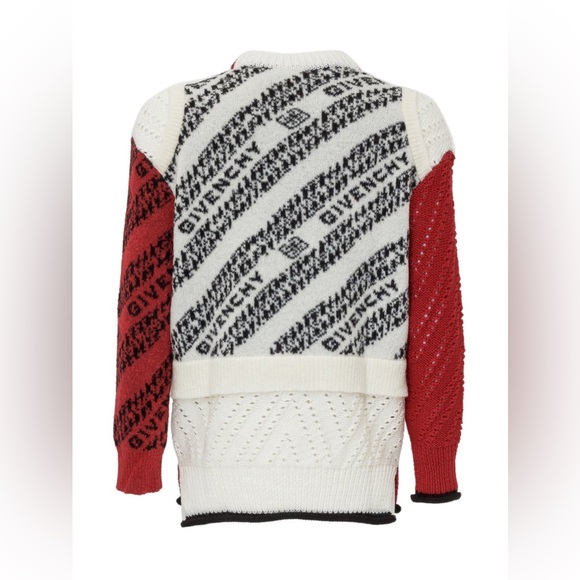 GIVENCHY Wool-Blend Patchwork Sweater In Chain Logo Print - Picture 2 of 9